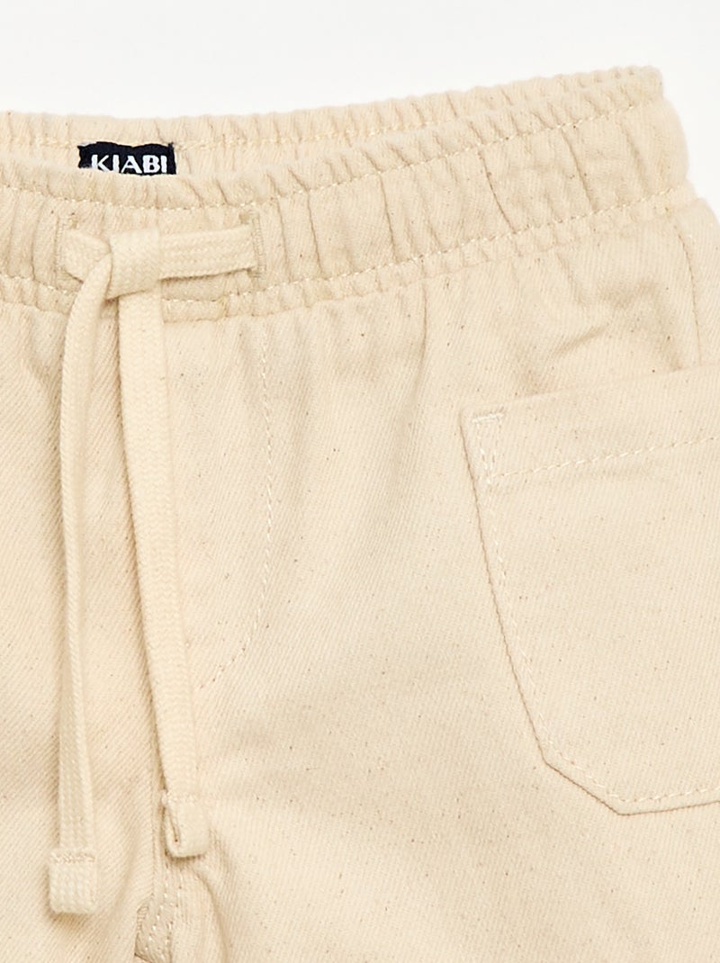 Calções de sarja com bolsos chapados Branco - Kiabi
