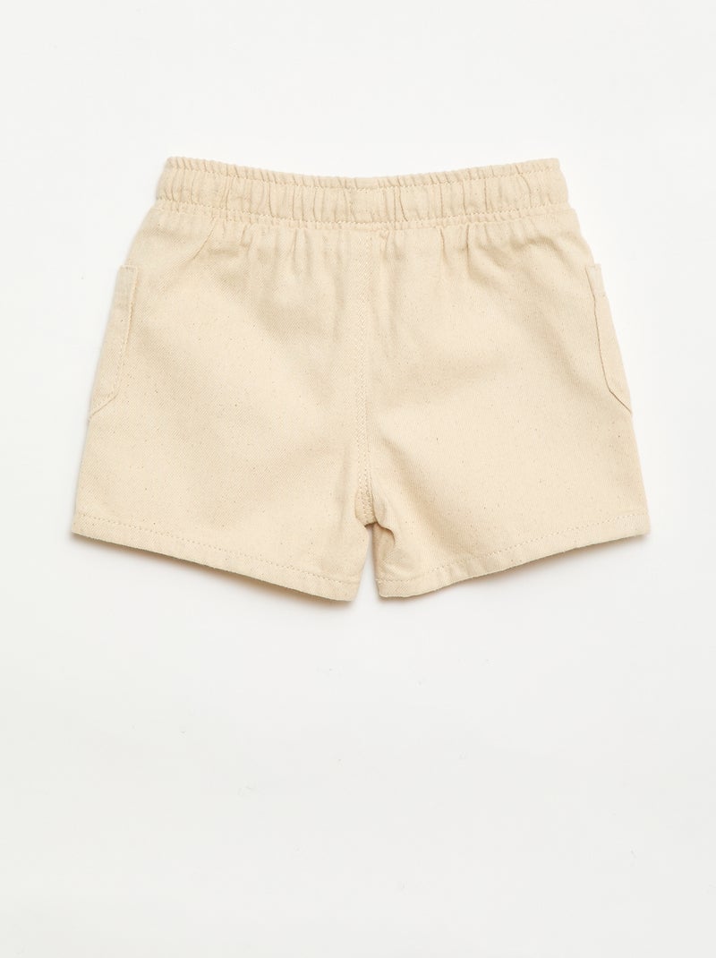 Calções de sarja com bolsos chapados Branco - Kiabi