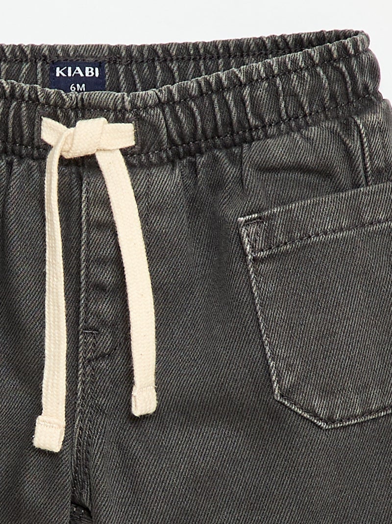 Calções de sarja com bolsos chapados Preto - Kiabi