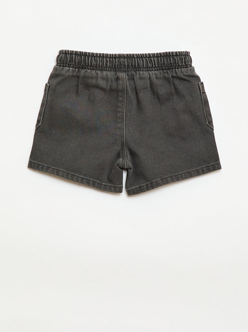 Calções de sarja com bolsos chapados Preto - Kiabi