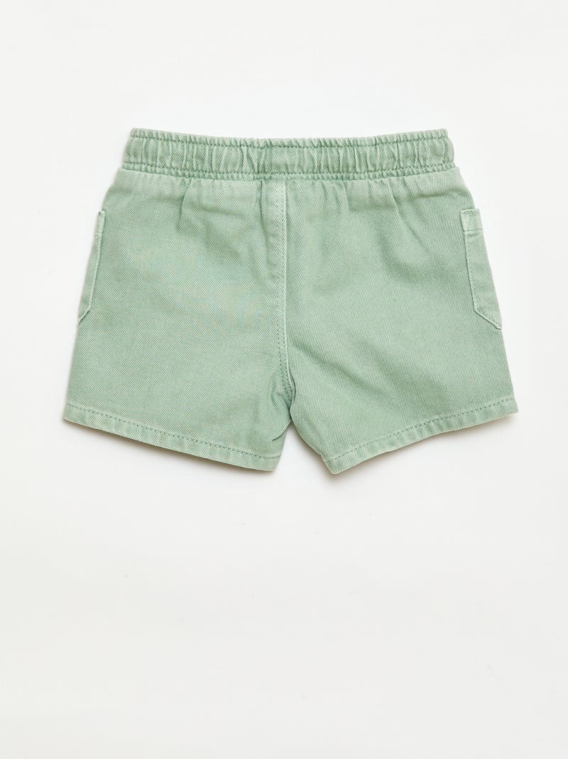 Calções de sarja com bolsos chapados Verde - Kiabi