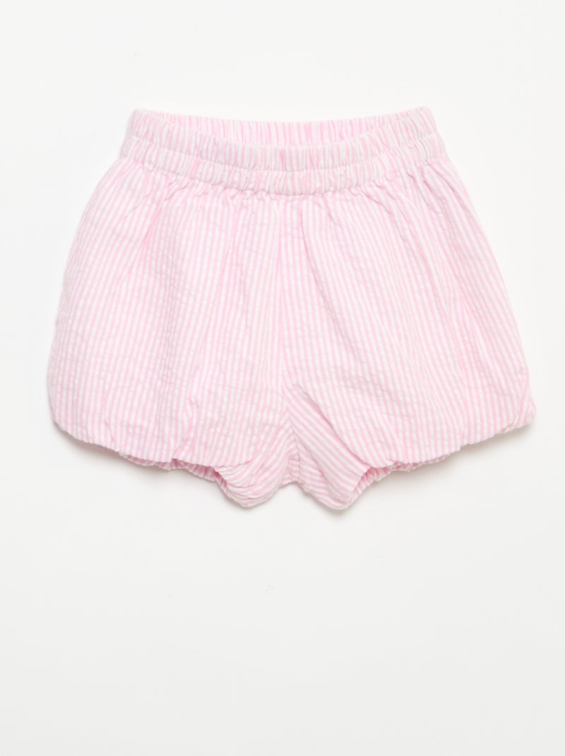 Calções de seersucker às riscas Rosa - Kiabi