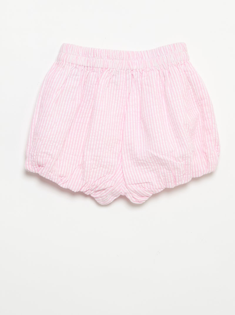 Calções de seersucker às riscas Rosa - Kiabi