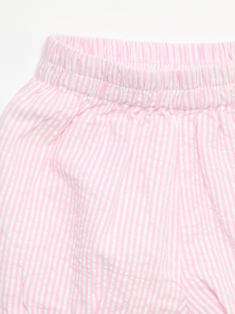 Calções de seersucker às riscas Rosa - Kiabi