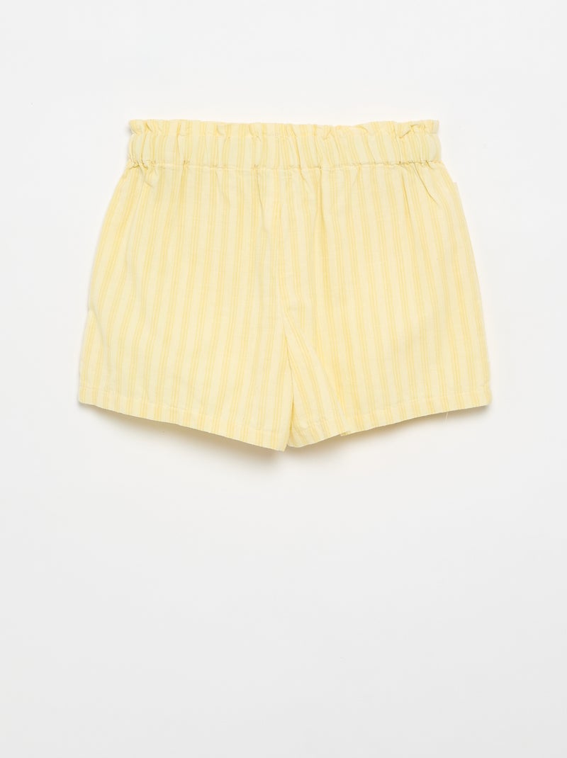 Calções de seersucker de corte direito Amarelo - Kiabi