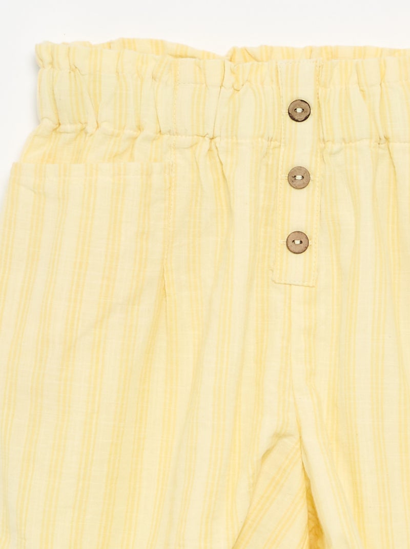 Calções de seersucker de corte direito Amarelo - Kiabi