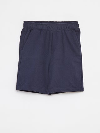 Calções de tecido texturado com 2 bolsos