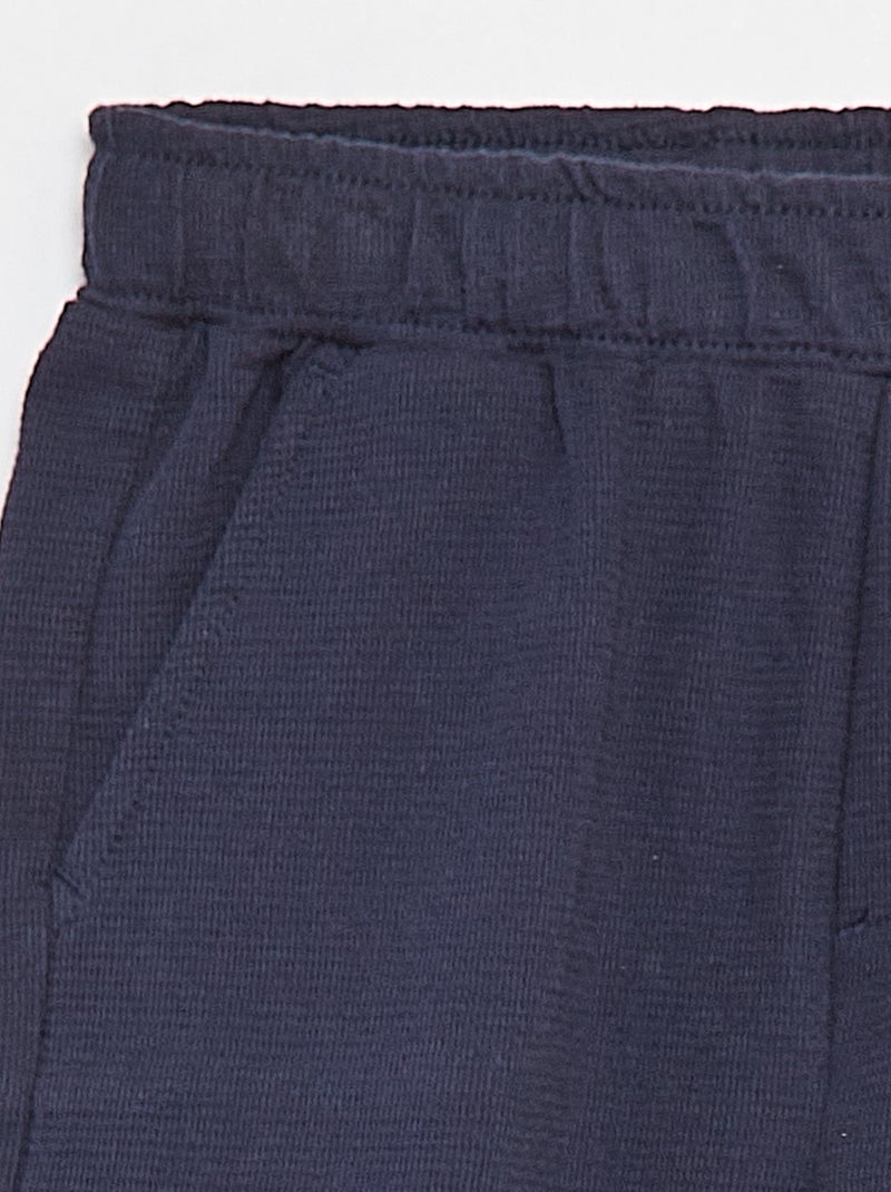 Calções de tecido texturado com 2 bolsos Azul - Kiabi