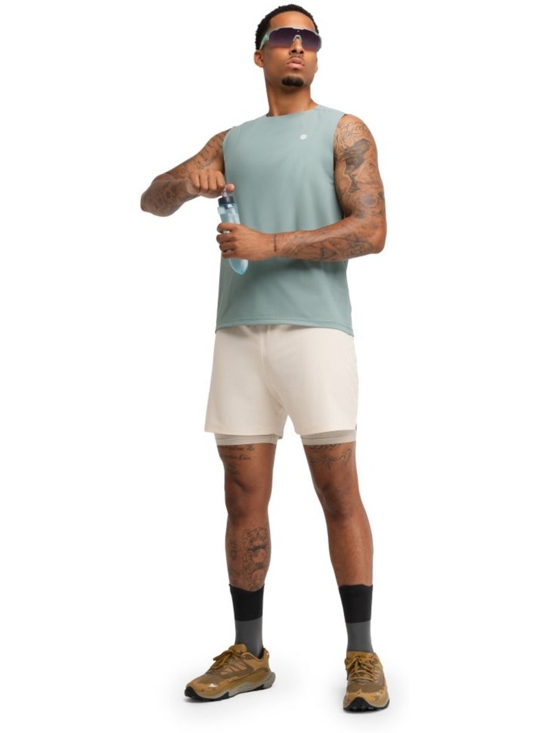 Calções de trail running 2 em 1 para homem Bege - Kiabi