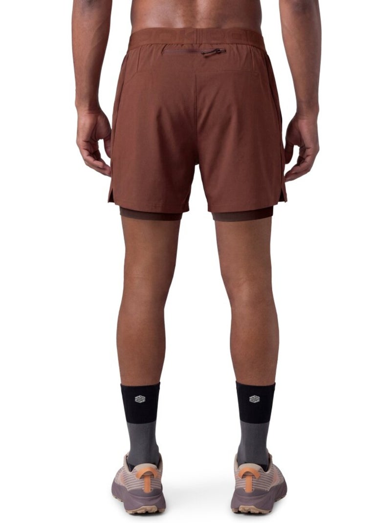 Calções de trail running 2 em 1 para homem Castanho - Kiabi