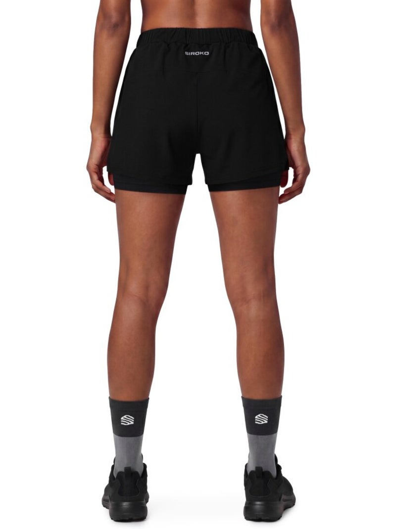Calções de trail running 2 em 1 para mulher Preto - Kiabi