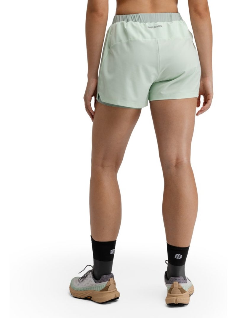 Calções de trail running 2 em 1 para mulher Verde - Kiabi