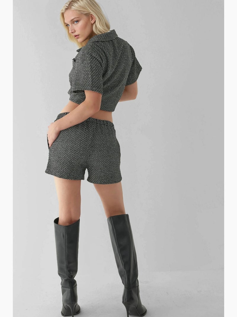 Calções de tweed hiccup Preto - Kiabi