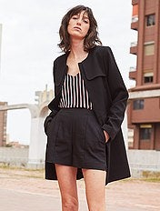 Calções direitos em cetim de algodão