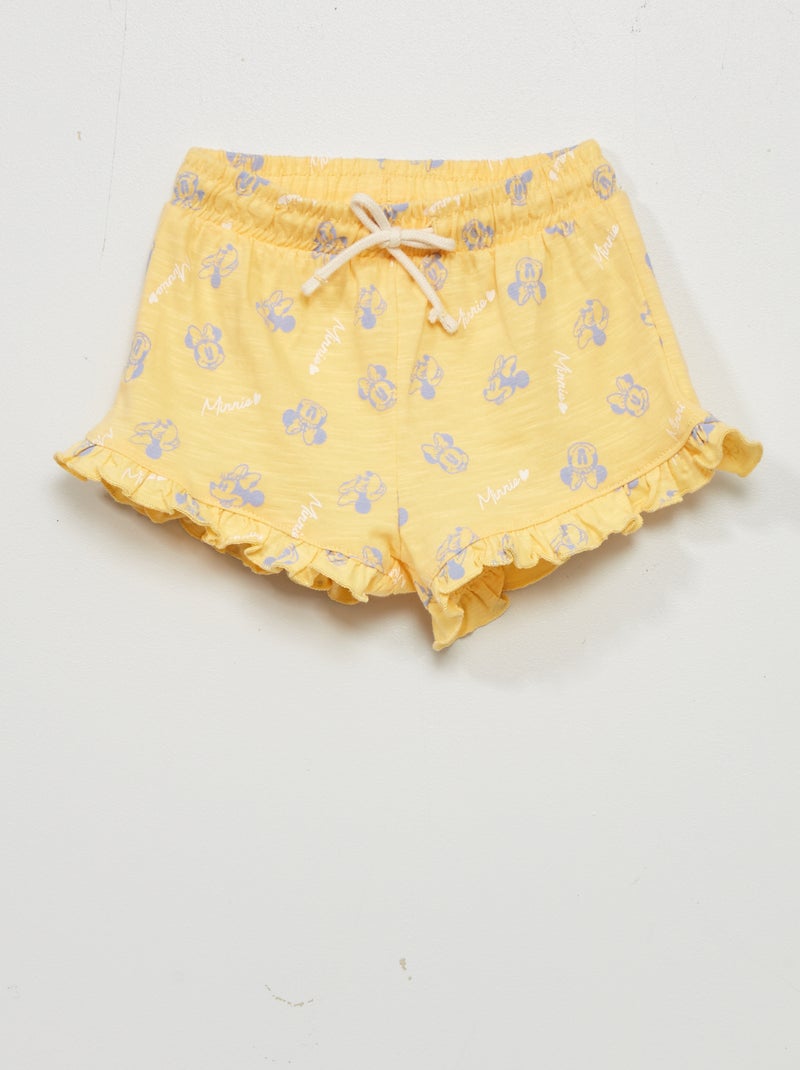 Calções 'Disney' com folhos AMARELO - Kiabi