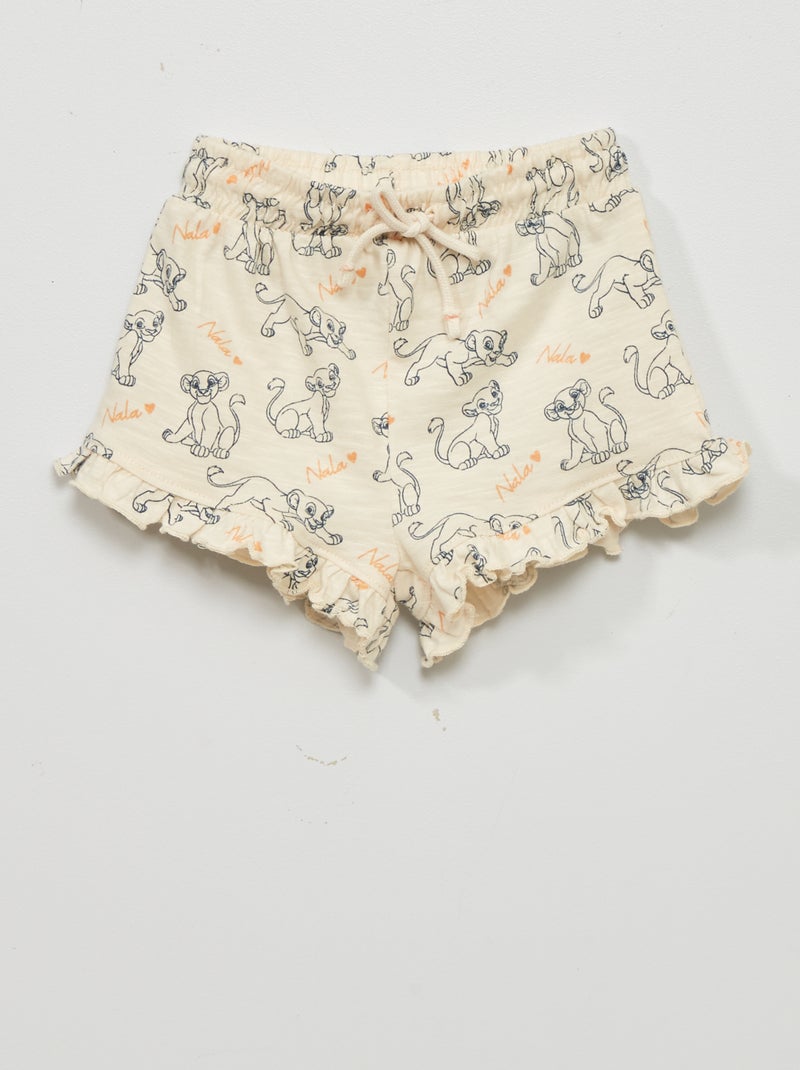 Calções 'Disney' com folhos BRANCO - Kiabi