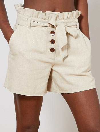 Calções em algodão e linho - Kiabi