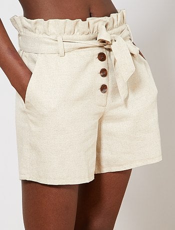 Calções em algodão e linho - Kiabi