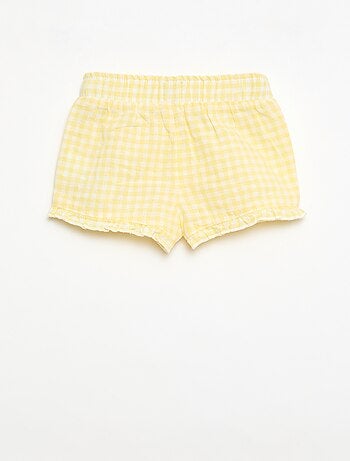 Calções em algodão tecido com algodão e linho