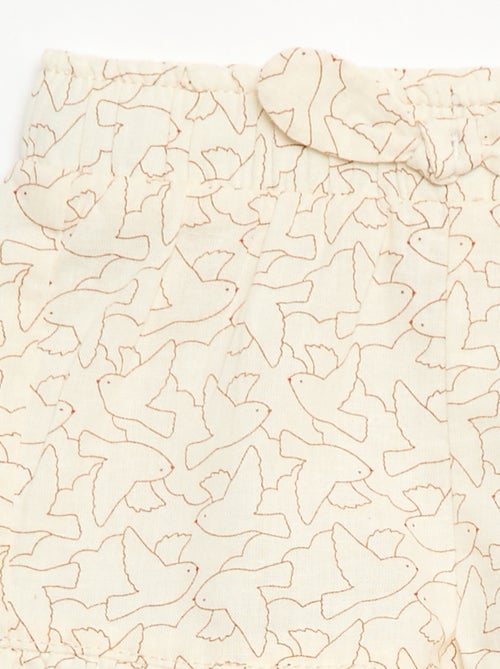 Calções em algodão tecido com algodão e linho - Kiabi