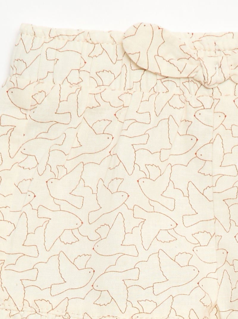 Calções em algodão tecido com algodão e linho Branco - Kiabi