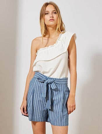 Calções em cambraia às riscas - Kiabi