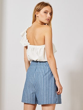 Calções em cambraia às riscas - Kiabi