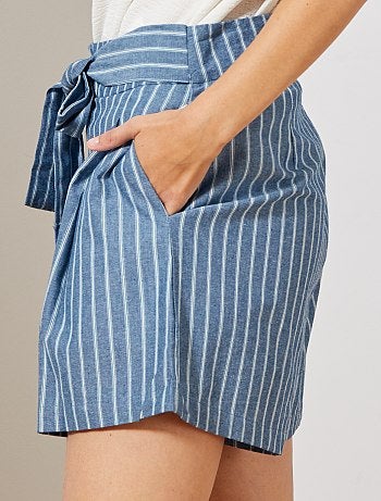 Calções em cambraia às riscas - Kiabi