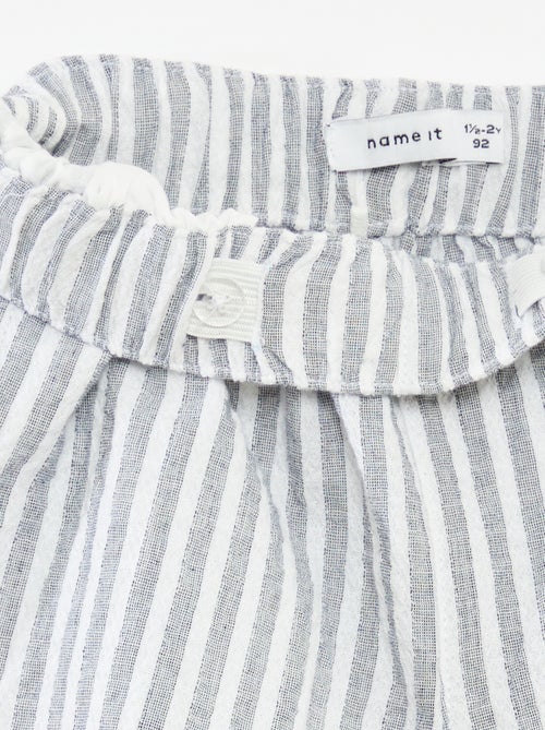 Calções em gaze de algodão às riscas 'Name it' - Kiabi