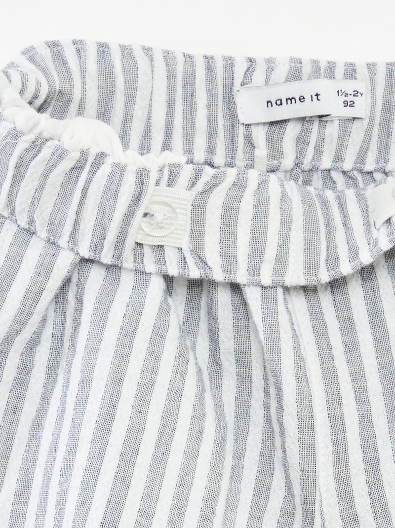 Calções em gaze de algodão às riscas 'Name it' BEGE - Kiabi