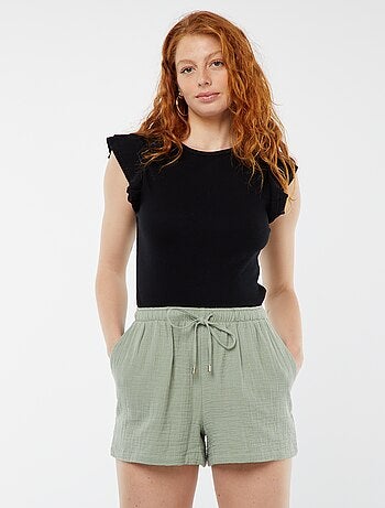 Calções em gaze de algodão