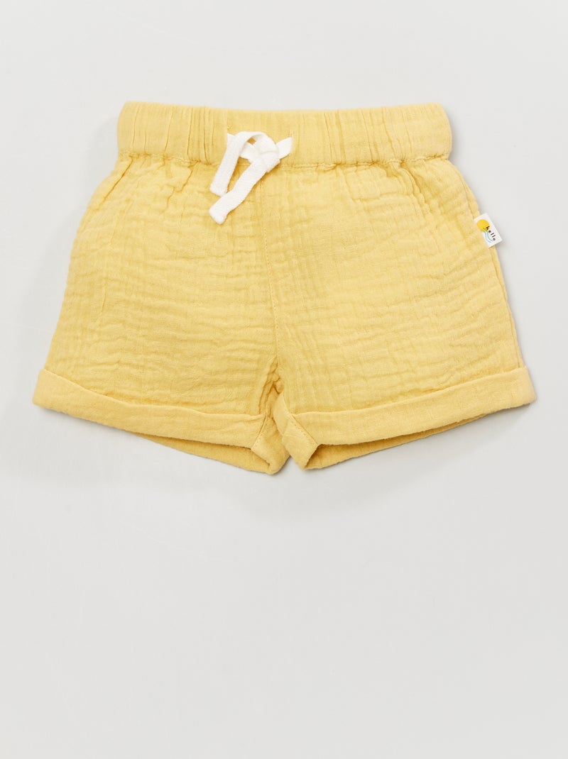 Calções em gaze dupla de algodão Amarelo - Kiabi