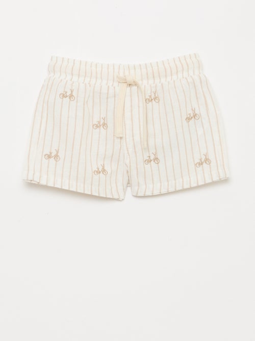 Calções em linho misturado com riscas - Kiabi