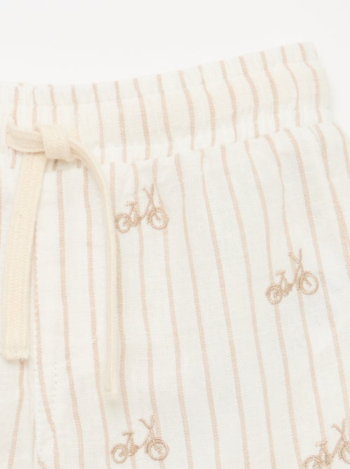 Calções em linho misturado com riscas - Kiabi