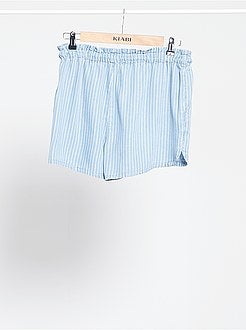 Calções em lyocell com cinto em corda - Kiabi