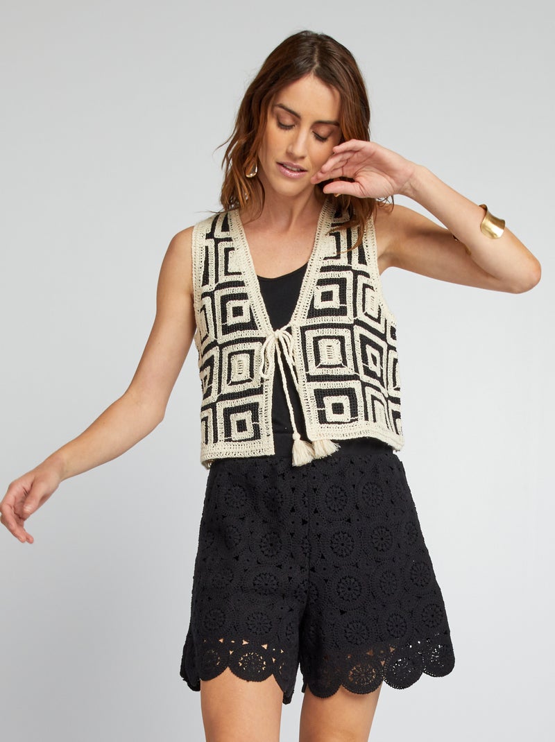 Calções em macramé Preto - Kiabi
