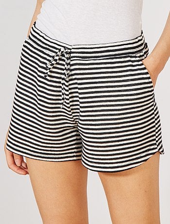 Calções em malha às riscas efeito tricô - Kiabi