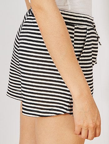 Calções em malha às riscas efeito tricô - Kiabi