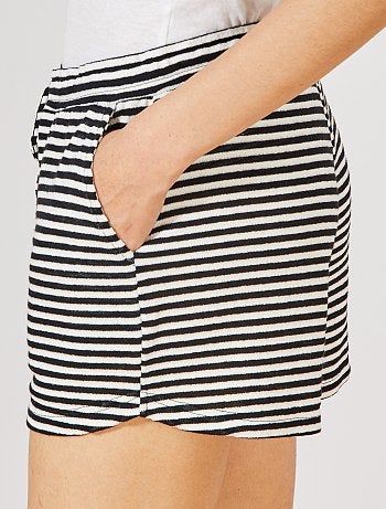 Calções em malha às riscas efeito tricô - Kiabi