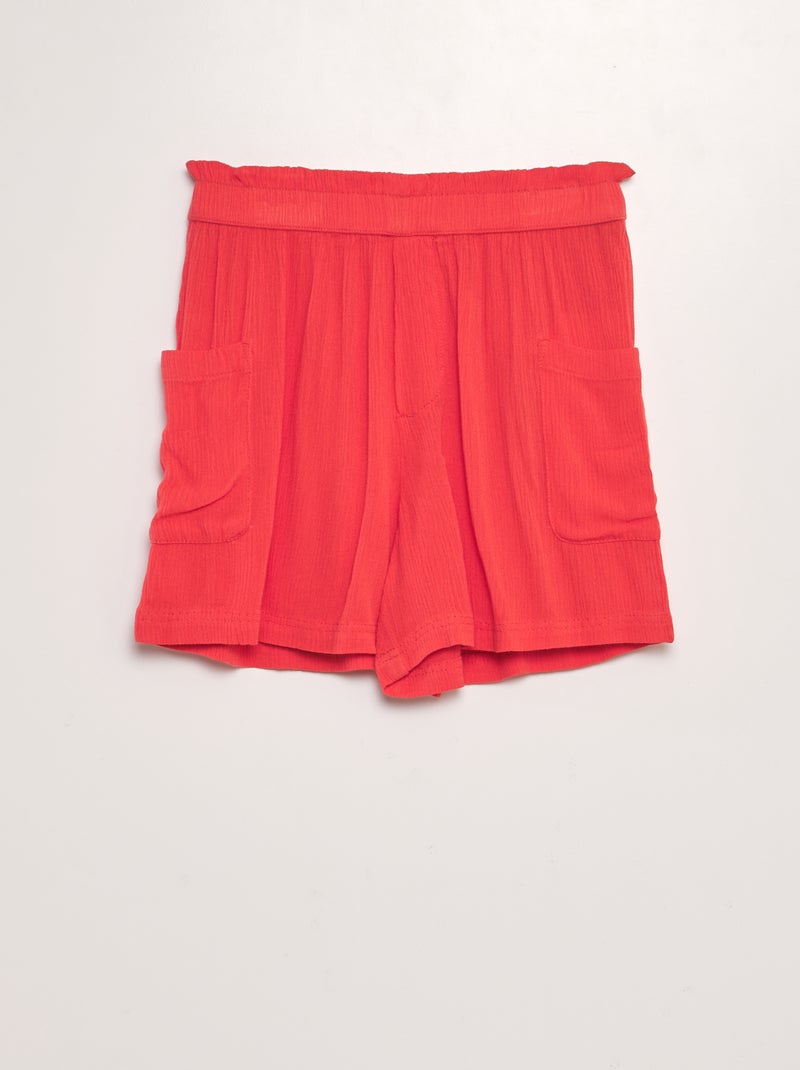Calções em malha crepe Vermelho - Kiabi