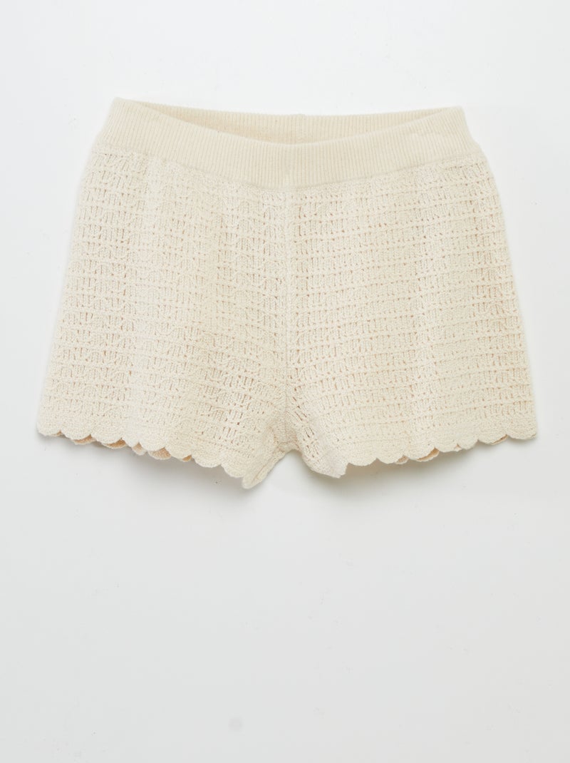 Calções em malha de croché BRANCO - Kiabi