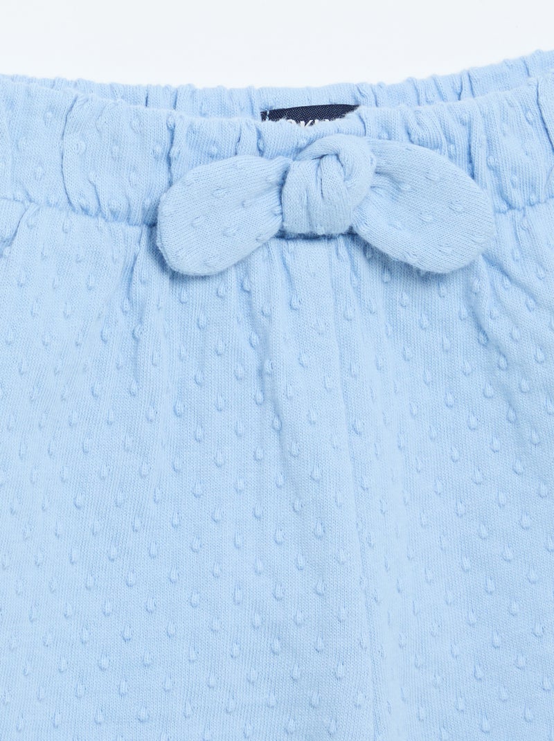 Calções em malha jacquard com laço Azul - Kiabi