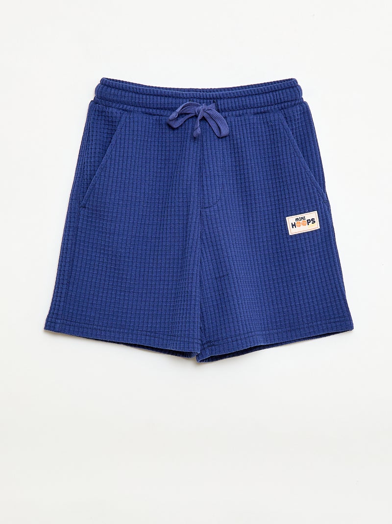 Calções em malha waffle Azul - Kiabi
