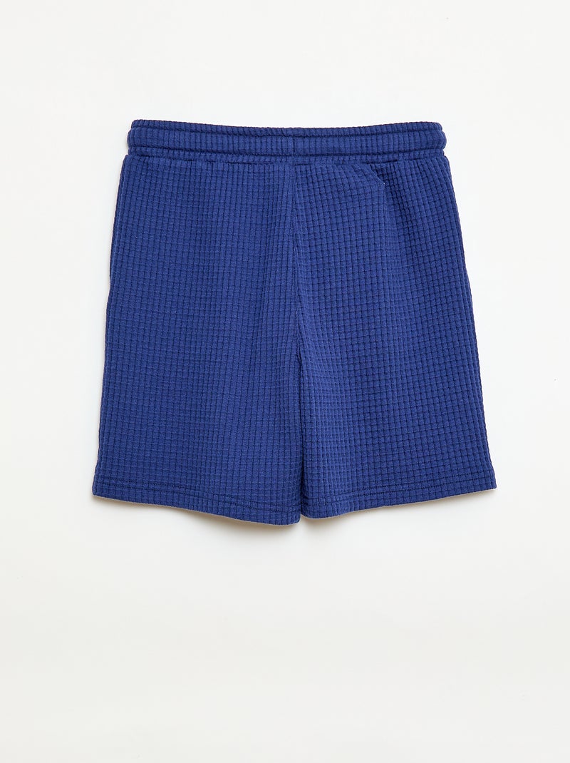 Calções em malha waffle Azul - Kiabi