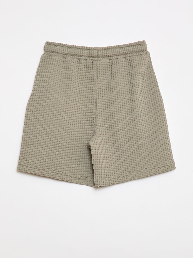 Calções em malha waffle Verde - Kiabi