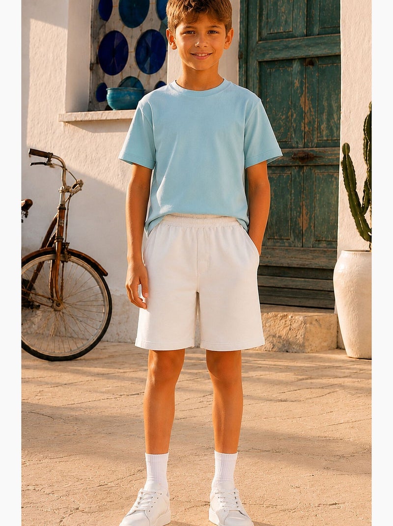 Calções em mistura de algodão tommy Branco - Kiabi