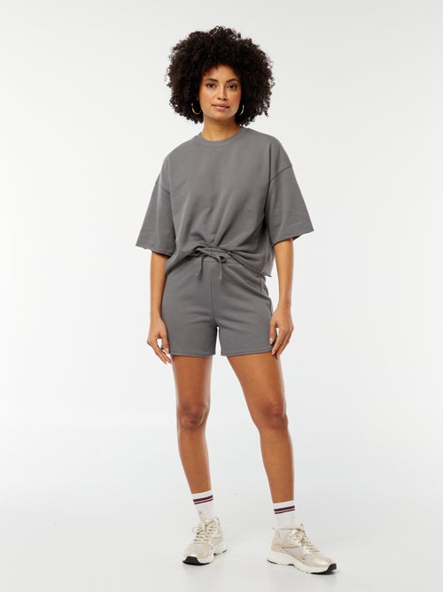 Calções em moletão com atilhos - Kiabi