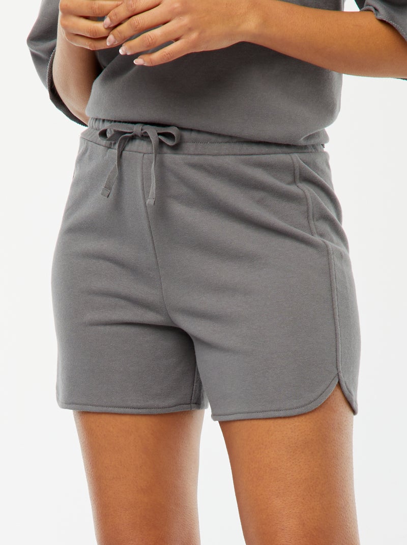 Calções em moletão com atilhos CINZA - Kiabi