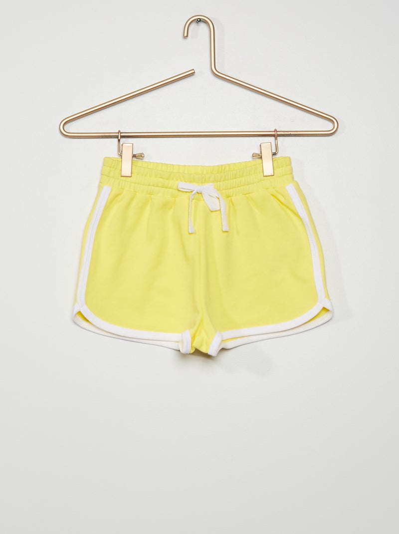 Calções em moletão com bordos contrastantes Amarelo - Kiabi