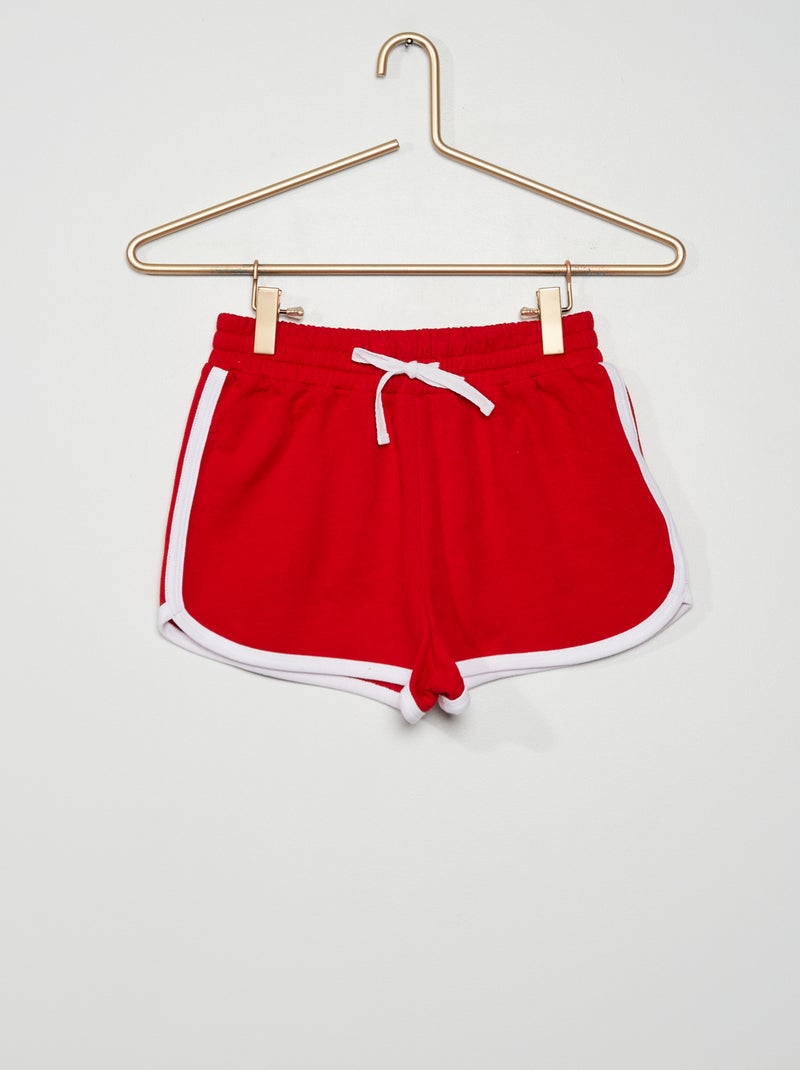 Calções em moletão com bordos contrastantes VERMELHO - Kiabi
